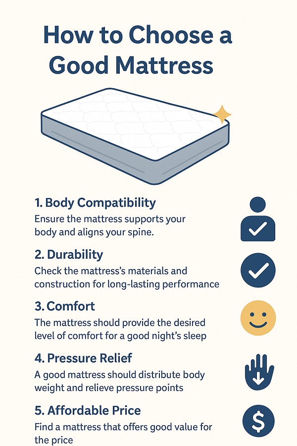 اینفوگرافیک راهنمای انتخاب تشک مناسب با پنج ویژگی اصلی | پنجره بالینکو